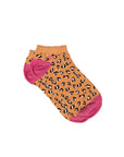 Glitzernde Knöchelsocken Leopardenmuster orange-pink, One Size 36-40