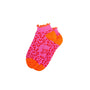 Knöchelsocken mit Leomuster und Rüschen pink-orange, One Size 36-40