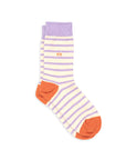 Socken mit breiten Streifen beige/violett, One Size 41-46