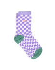 Damensocken kariert violett-grün, One Size 36-40