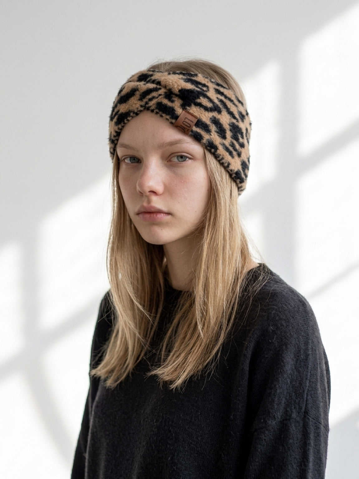 Stirnband Leopardenmuster taupe