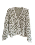 Strickjacke Leopardenmuster rohweiss/grün One Size
