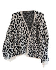 Strickjacke Leopardenmuster rohweiss/schwarz One Size