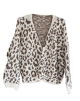 Strickjacke Leopardenmuster rohweiss/taupe One Size