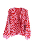 Strickjacke Leopardenmuster rosa/rot One Size