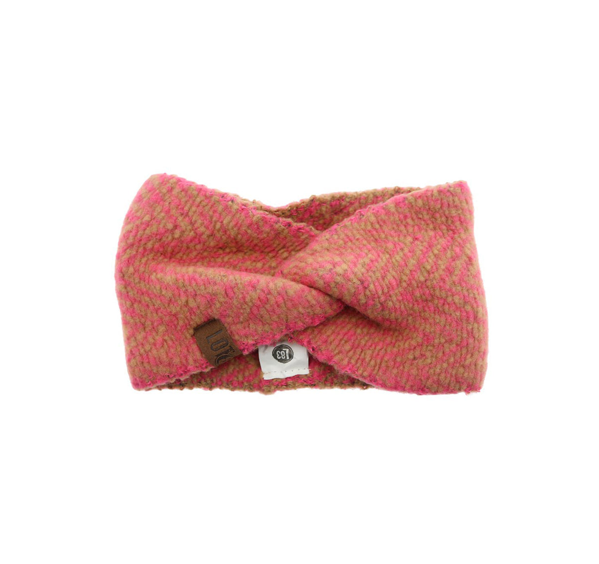Stirnband mit Fischgrätmuster, pink-camel