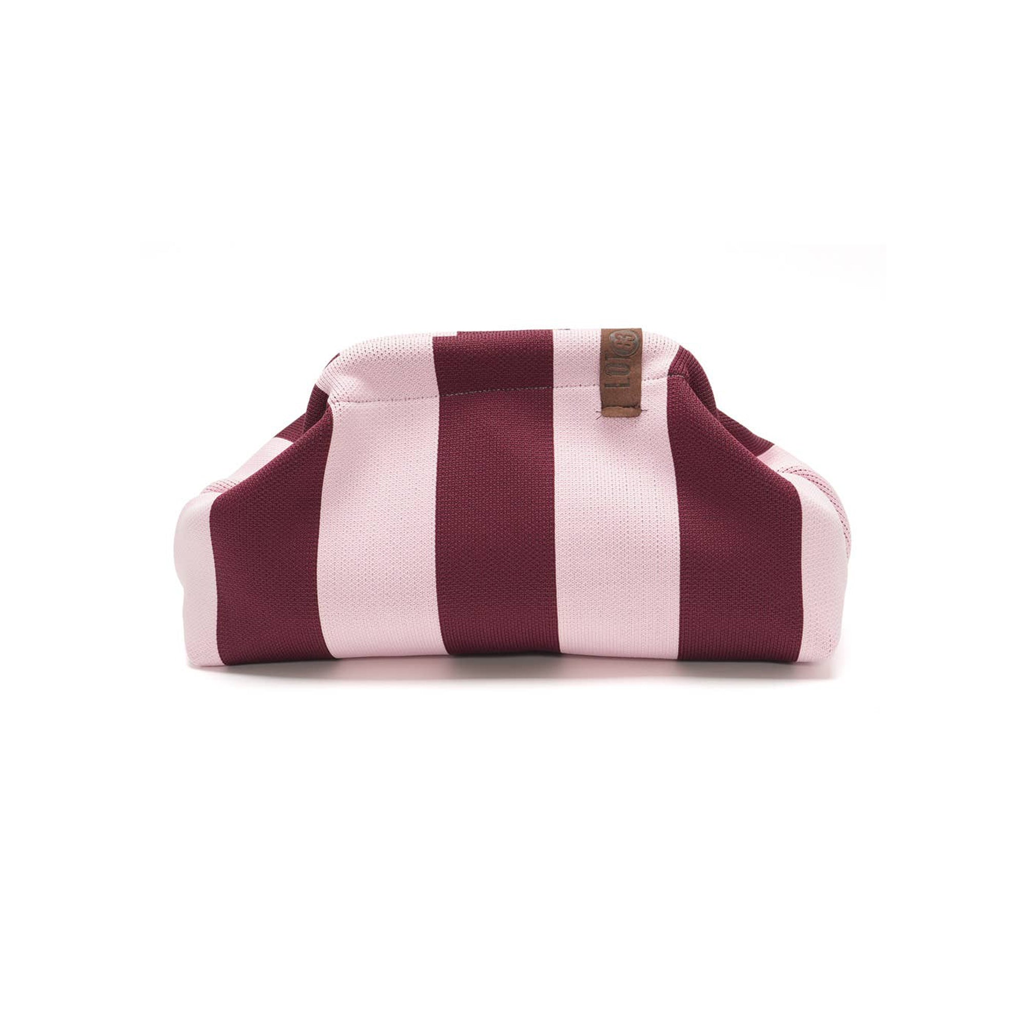 Clutch Streifen rosa-aubergine, 30 x 10 x 22 cm