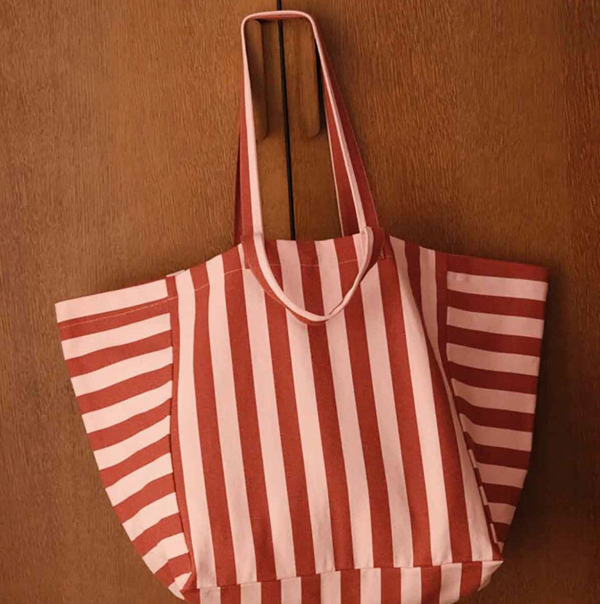 Tasche gestreift ziegel-marshmallow, 50x34x62 cm