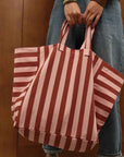 Tasche gestreift ziegel-marshmallow, 50x34x62 cm