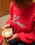 Strickpullover Love rot