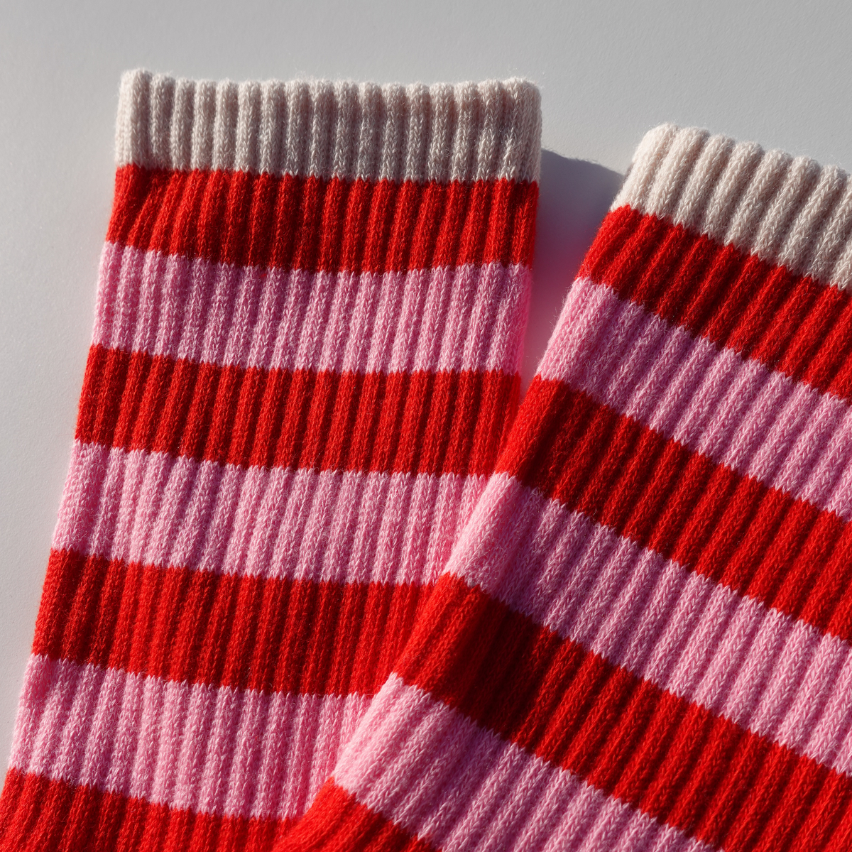 Socken Streifen rosa-rot, One Size 40-45
