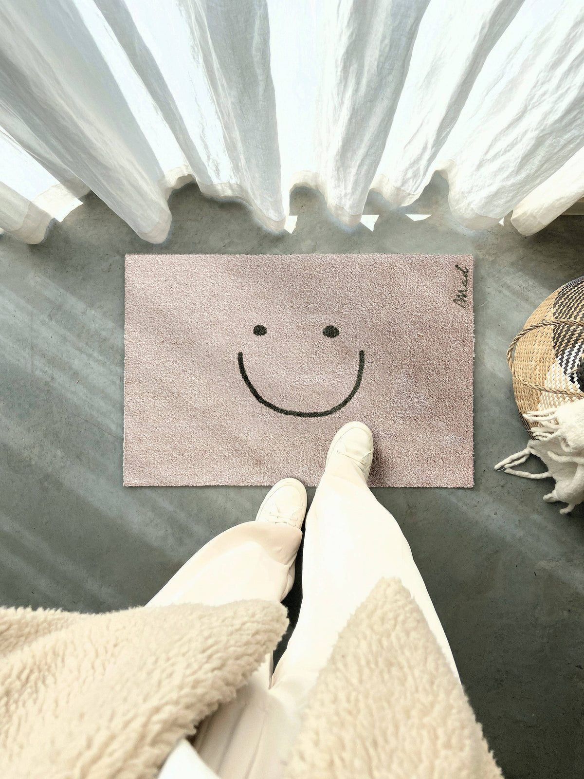 Bodenmatte Smile beige, 75x50 cm