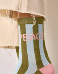Damensocken gestreift Peace, One Size 36-40