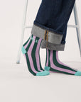 Damensocken SMILE gestreift violett/grün, One Size 36-40