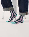 Damensocken SMILE gestreift violett/grün, One Size 36-40