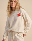 Hoodie mit Bouclé‑Herz creme, One Size