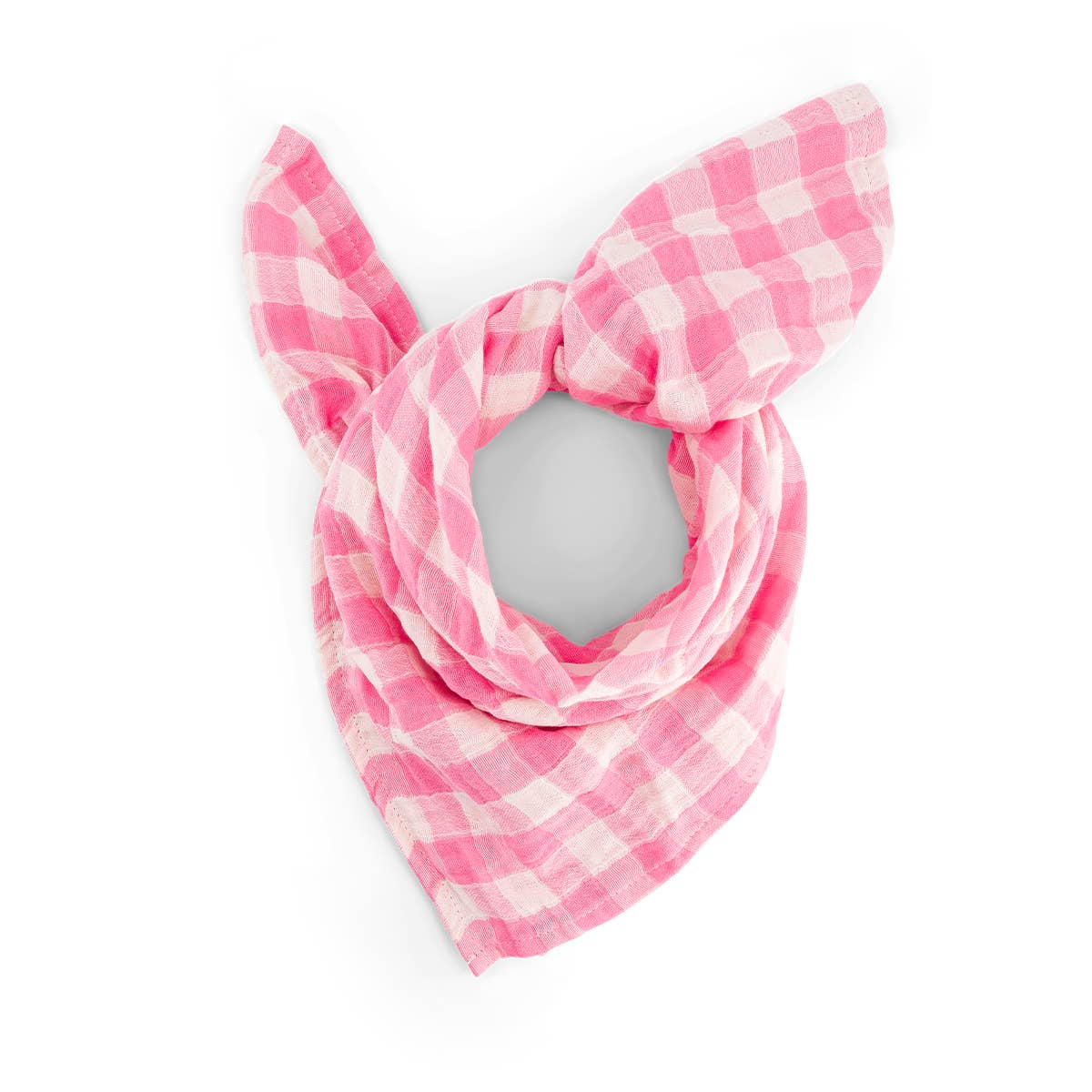 Musselinschal Vichy rosa-weiss, 70x70 cm
