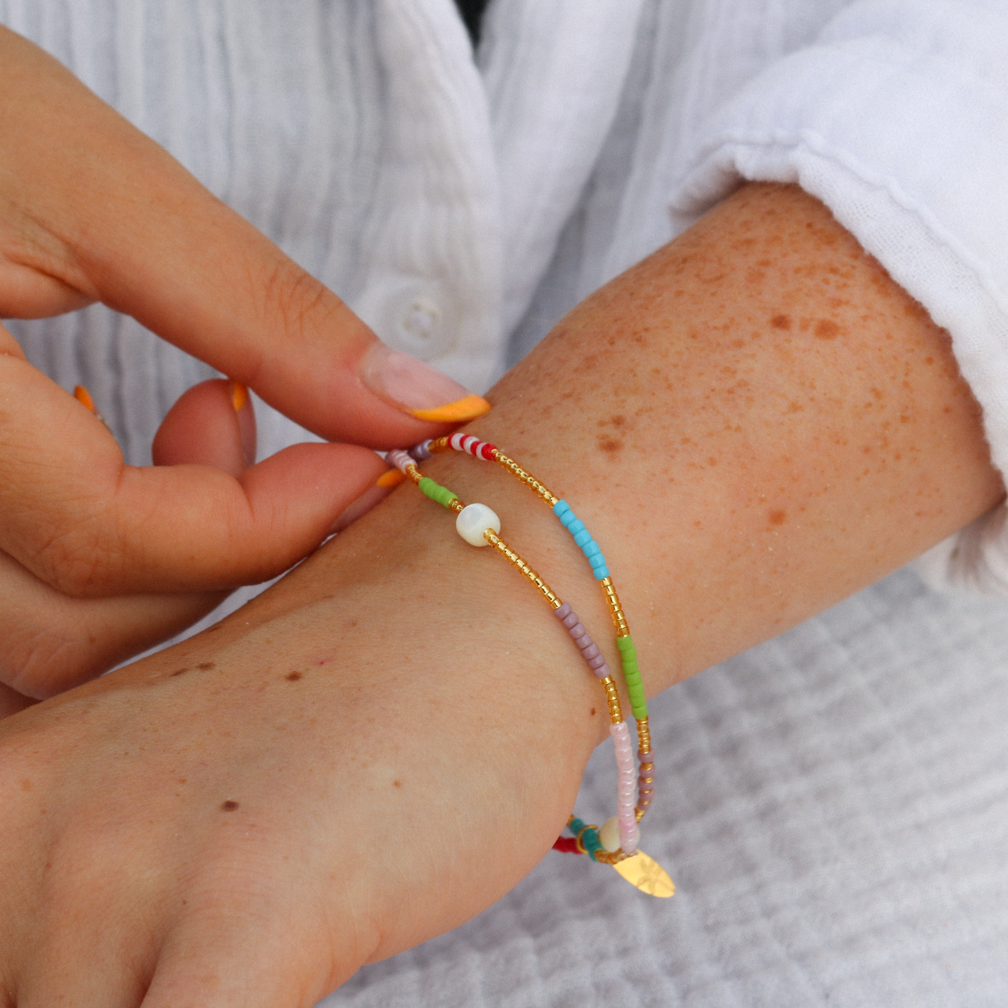 Perlenarmband Golden Hour, bunt