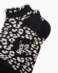 Knöchelsocken mit Leopardenmuster und Rüschen schwarz-beige, One Size 36-40