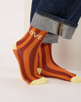 Damensocken gestreift LOVE orange, One Size 36-40