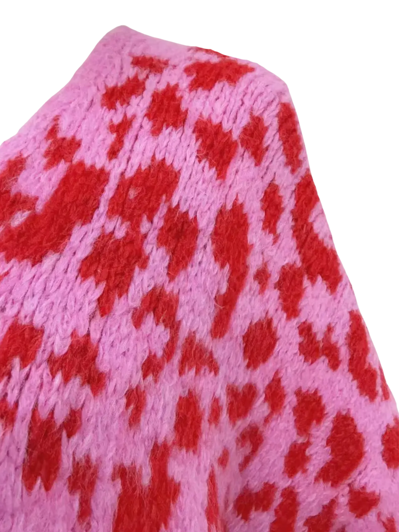 Strickjacke Leopardenmuster rosa/rot One Size