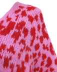 Strickjacke Leopardenmuster rosa/rot One Size