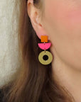 Ohrringe Statement, orange-pink-beige