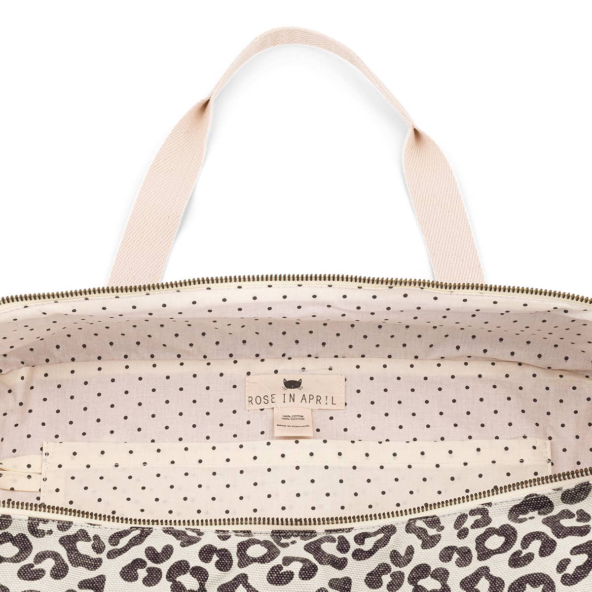 Weekend Bag mit Leopardenmuster natur-schwarz, 22x42x28 cm