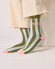 Damensocken gestreift Peace, One Size 36-40