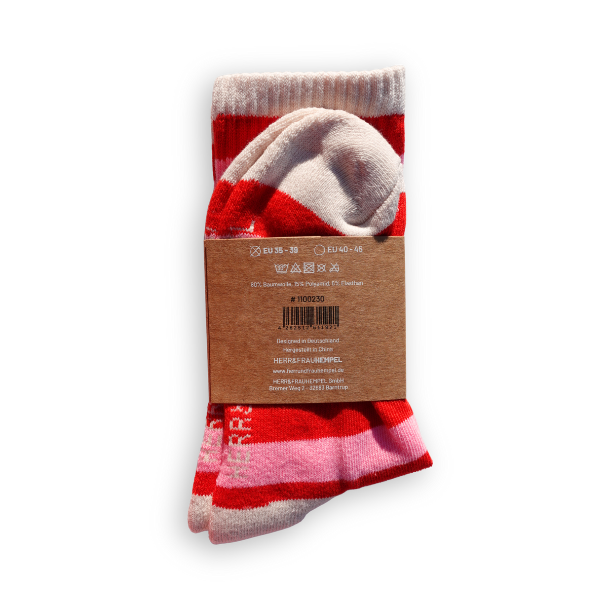 Socken Streifen rosa-rot, One Size 40-45