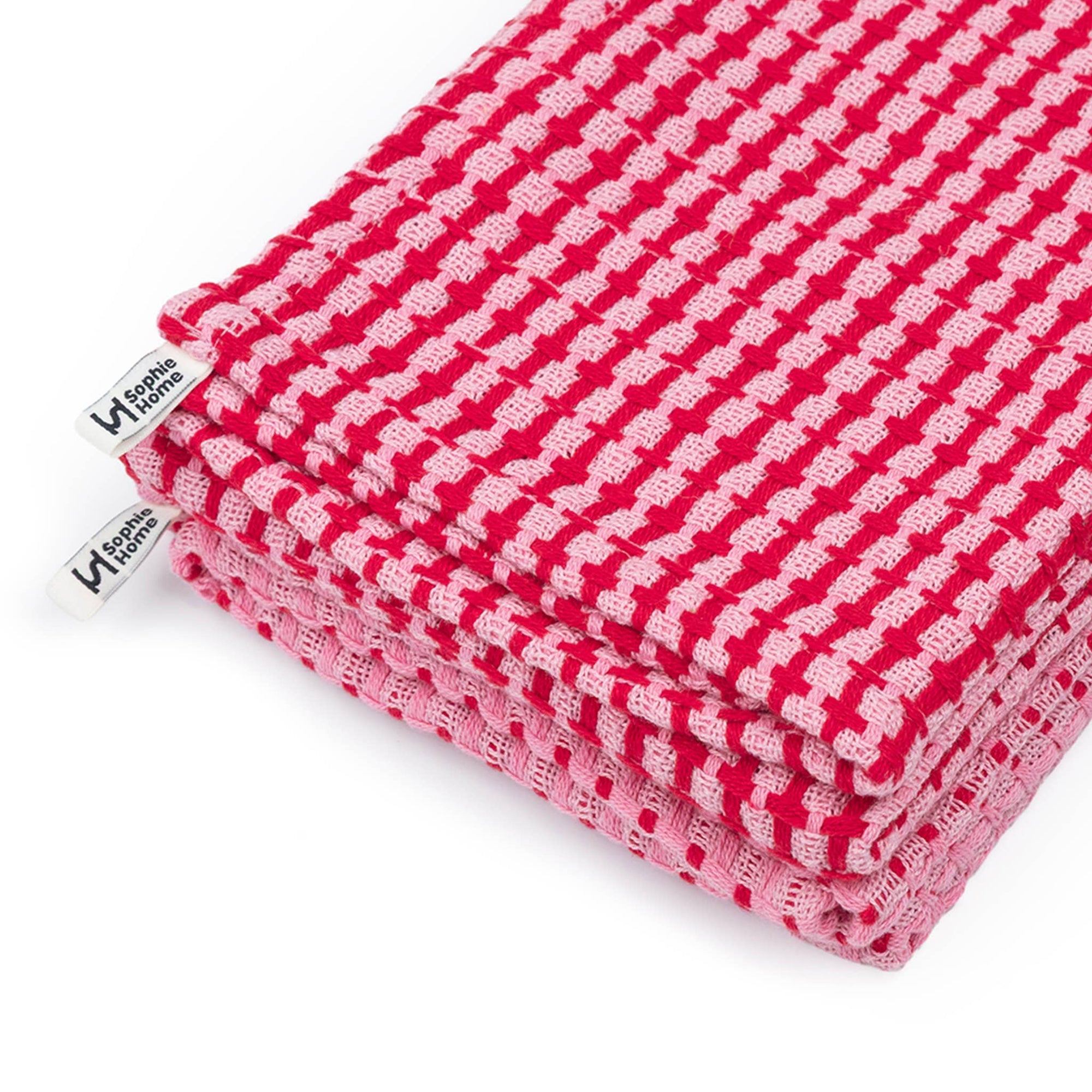 Geschirrtuch 2er-Set rot rosa, 50x70cm