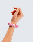 Scrunchie gestreift beige - pink, Ø 6 cm
