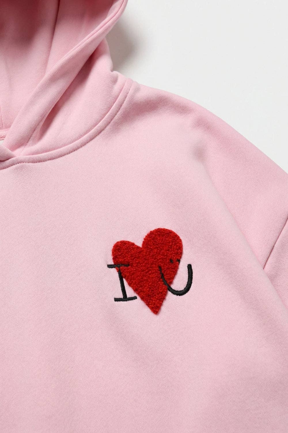 Hoodie mit Bouclé-Herz rosa, One Size