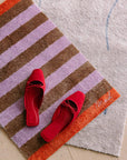 Bodenmatte gestreift rot-braun-lila, 75x50 cm