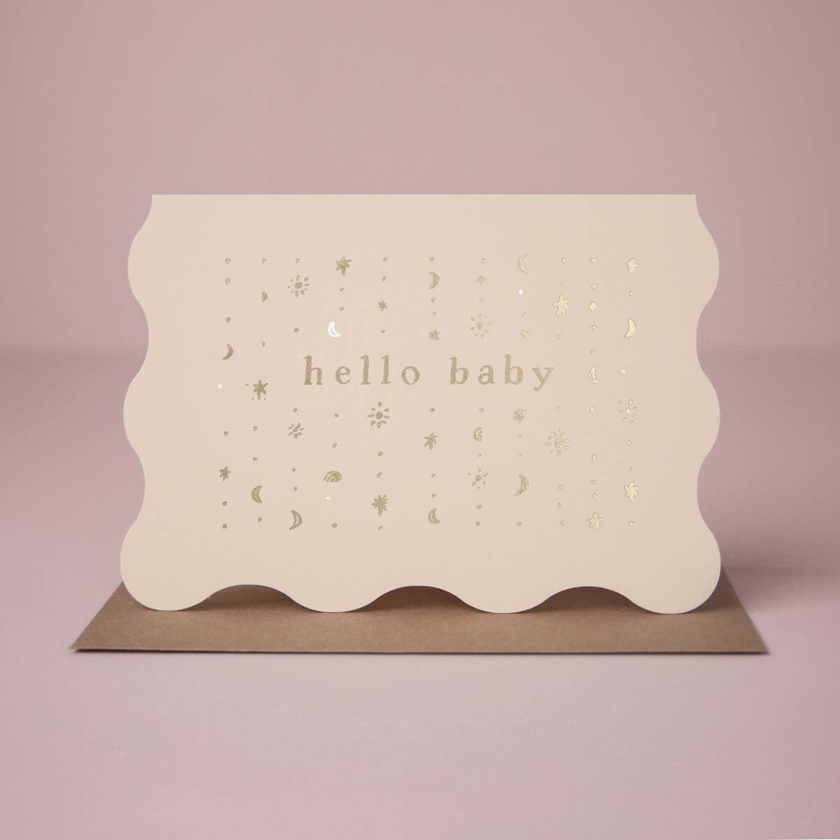 Geburtskarte mit Goldfolie - hello baby