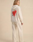 Hoodie mit Bouclé‑Herz creme, One Size