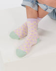 Mädchensocken kariert violett-gelb-grün