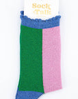 Glitzersocken Colorblock rosa-grün, One Size 36-40
