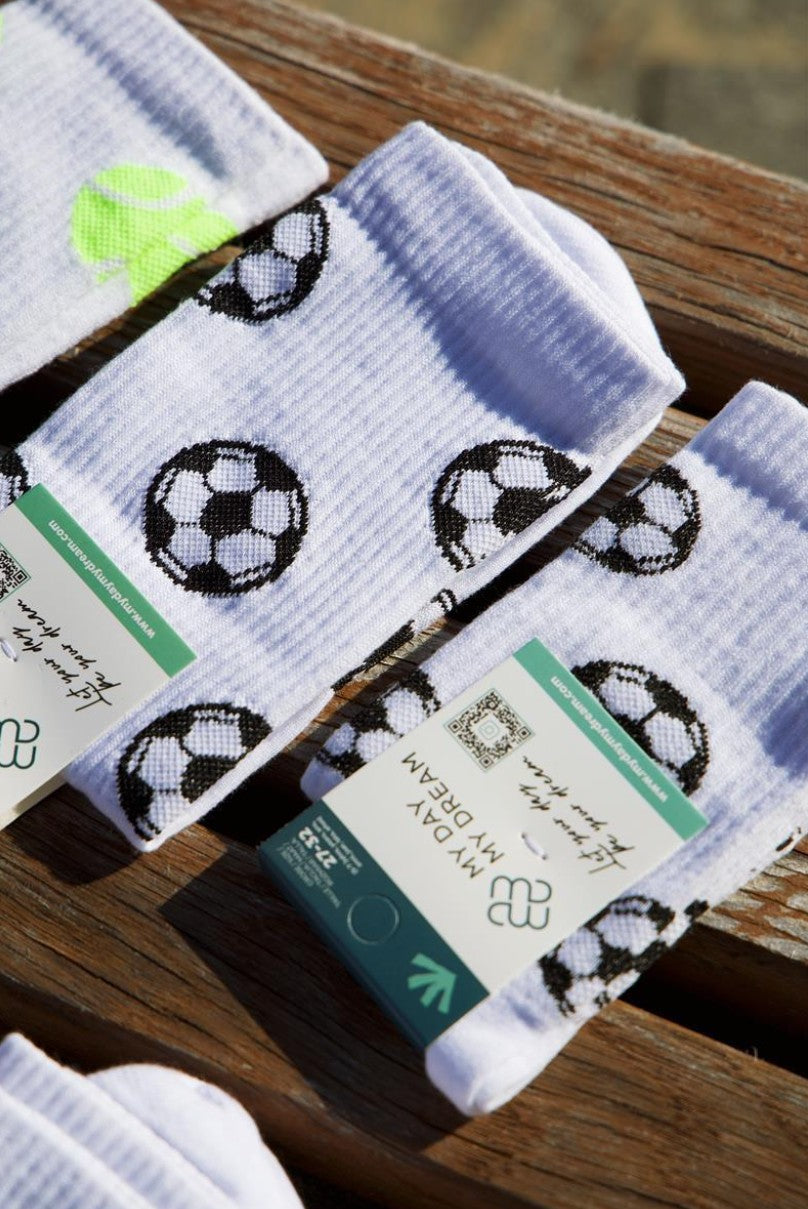 Socken Fussball weiss-schwarz