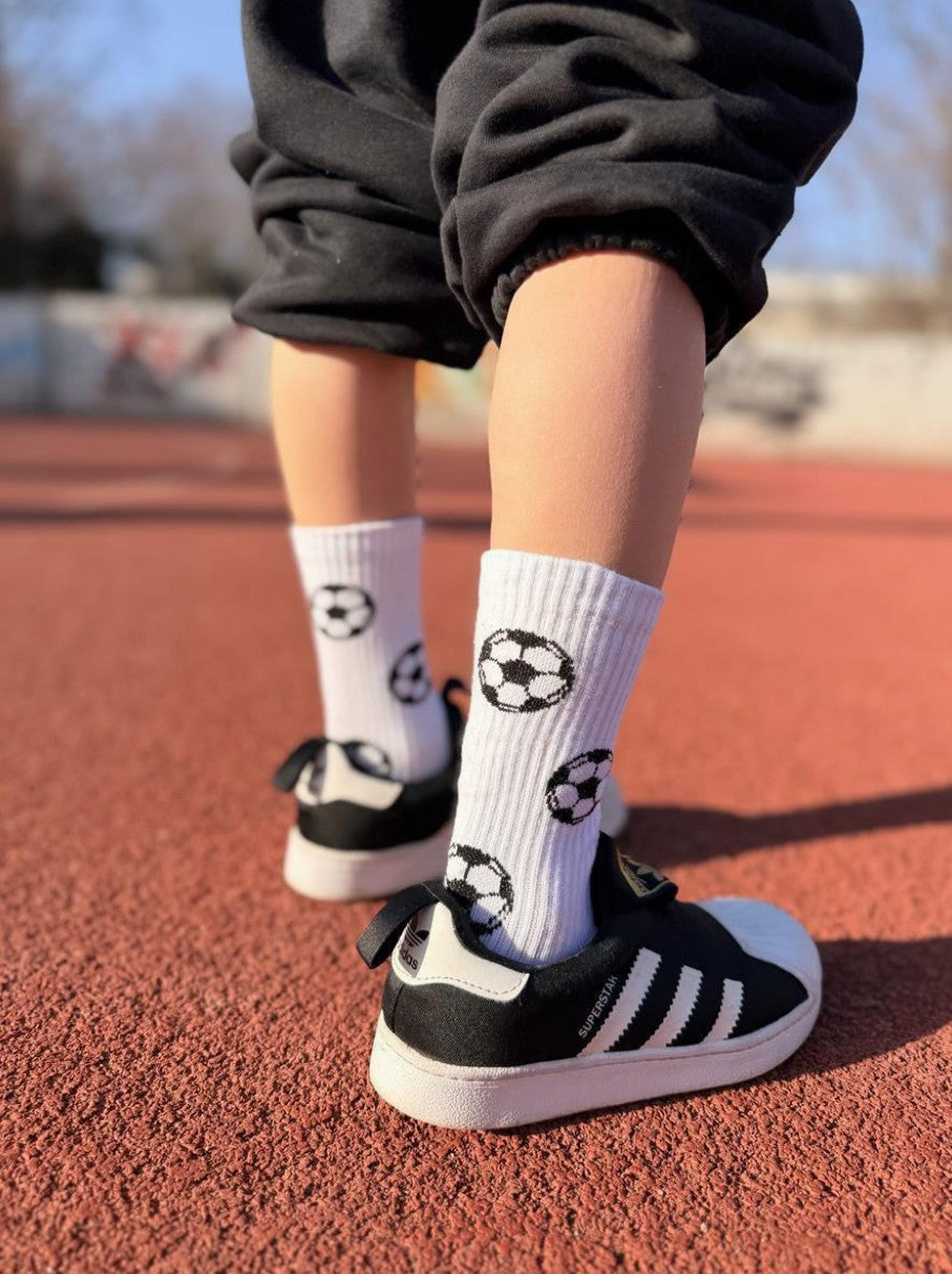 Socken Fussball weiss-schwarz