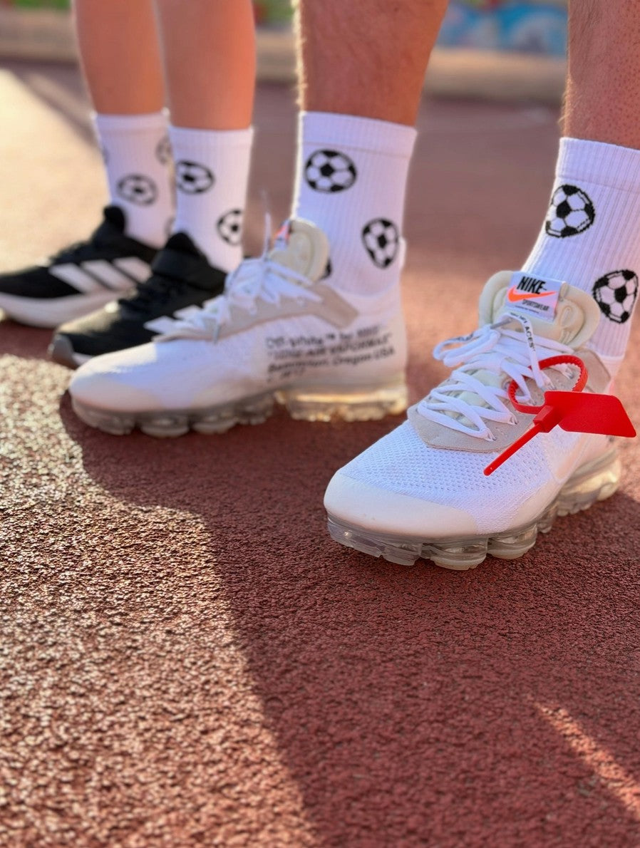 Socken Fussball weiss-schwarz
