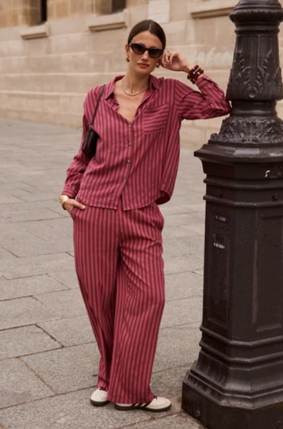 Bluse gestreift, burgund