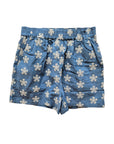 Jeansshorts mit Stickerei blau-weiss