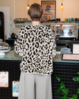 Strickjacke Leopardenmuster rohweiss/schwarz One Size