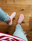 Bambus-Knöchelsocken mit Rüschen rosa-rot, One Size 36-40