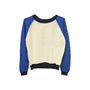 Waffelstrickpullover ecru/blau
