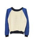 Waffelstrickpullover ecru/blau