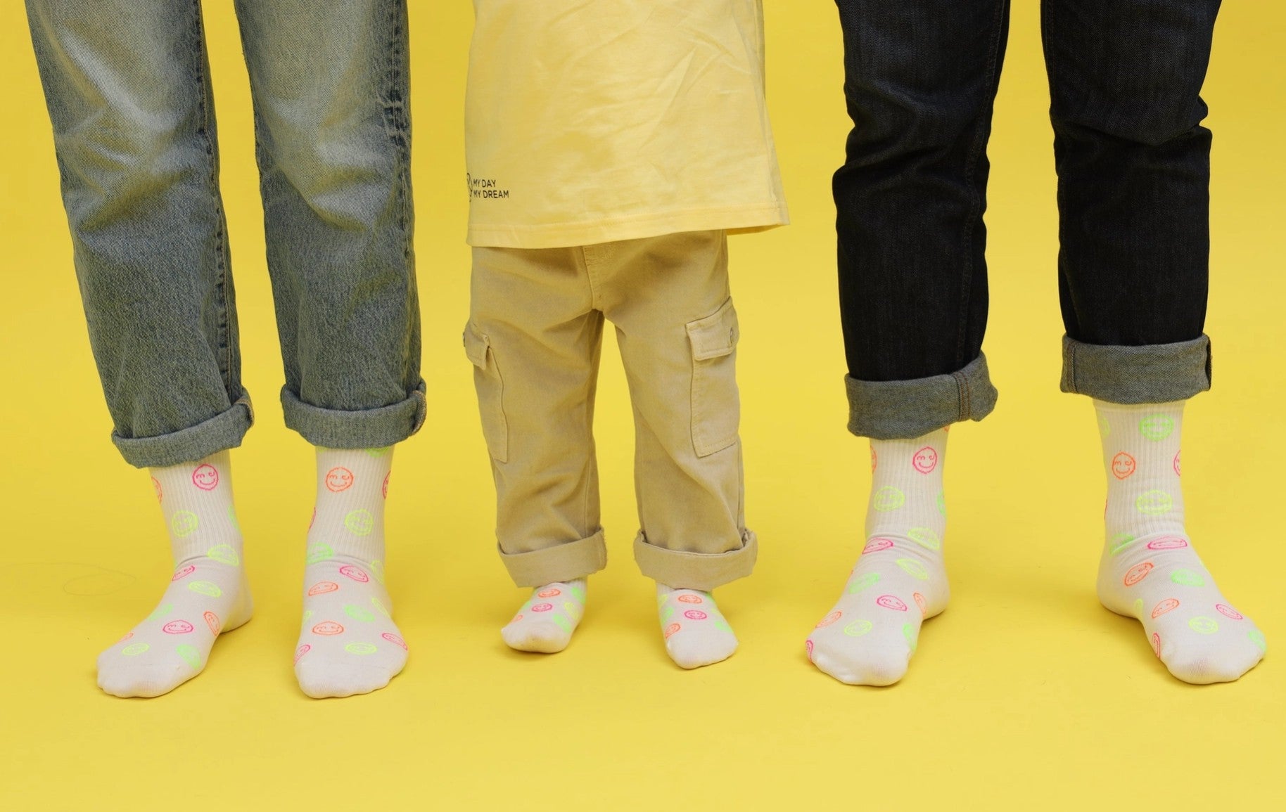 Socken Smiley weiss-neon