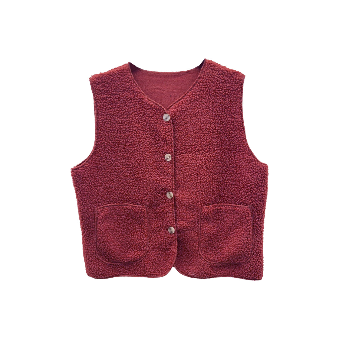 Teddy Weste mit Knöpfen bordeaux, One Size