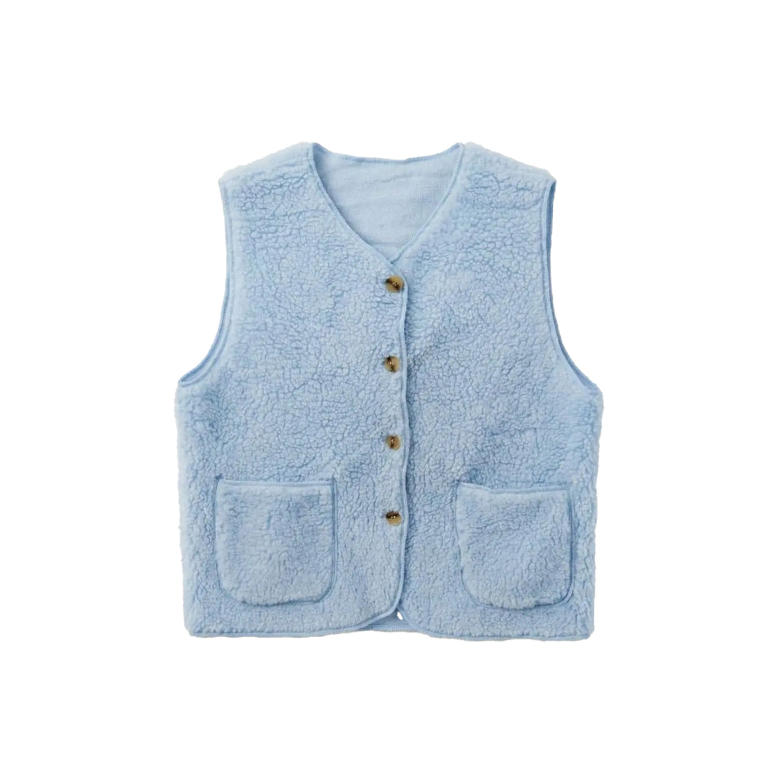 Teddy Weste mit Knöpfen hellblau, One Size